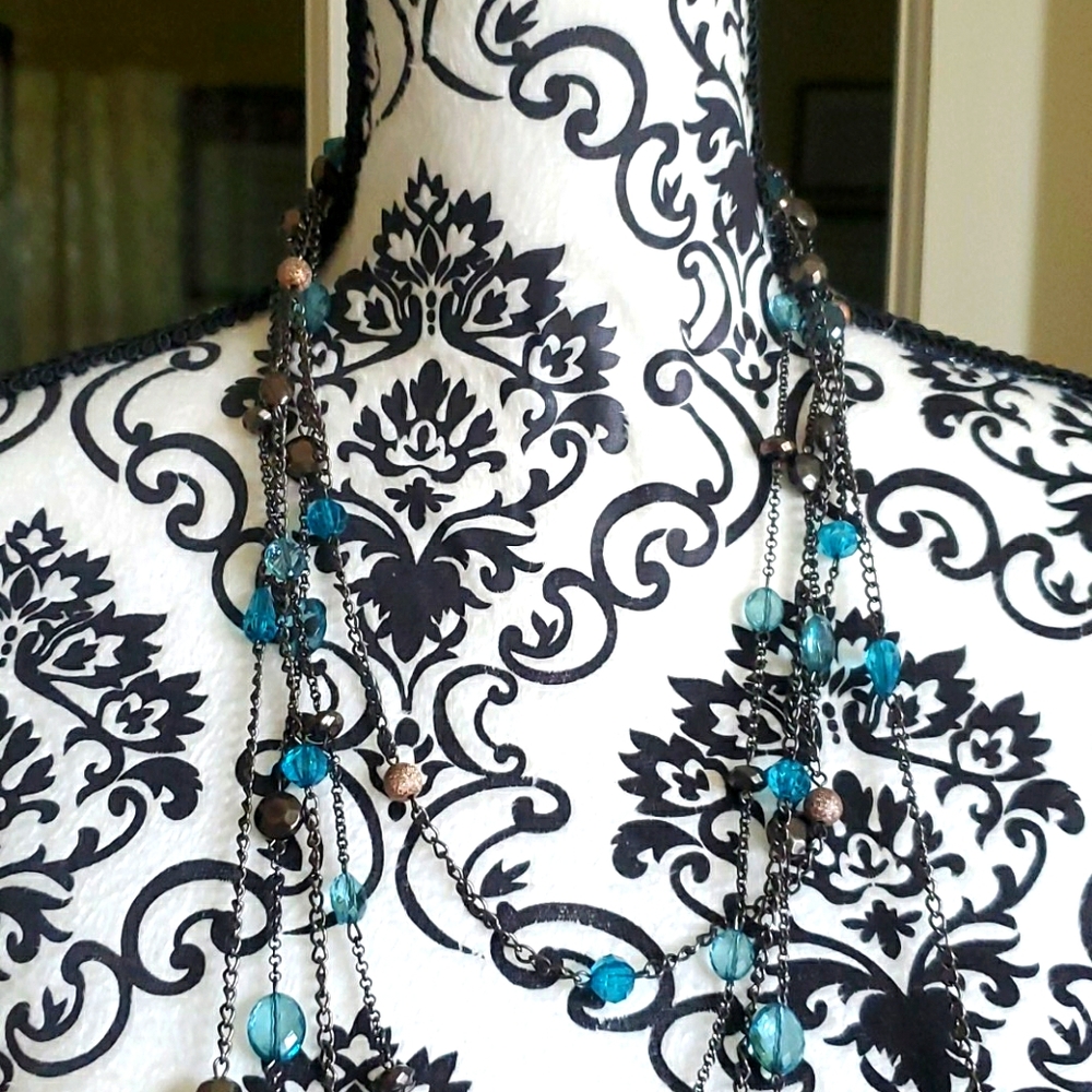 Long layer bead necklace